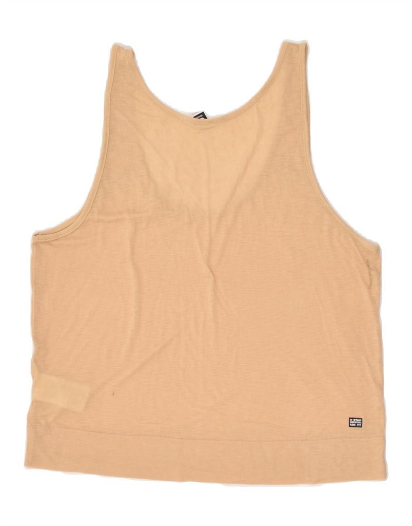 G-STAR Womens Graphic Vest Top UK 12 Medium Beige Polyester | Vintage G-Star | Thrift | Second-Hand G-Star | Used Clothing | Messina Hembry 