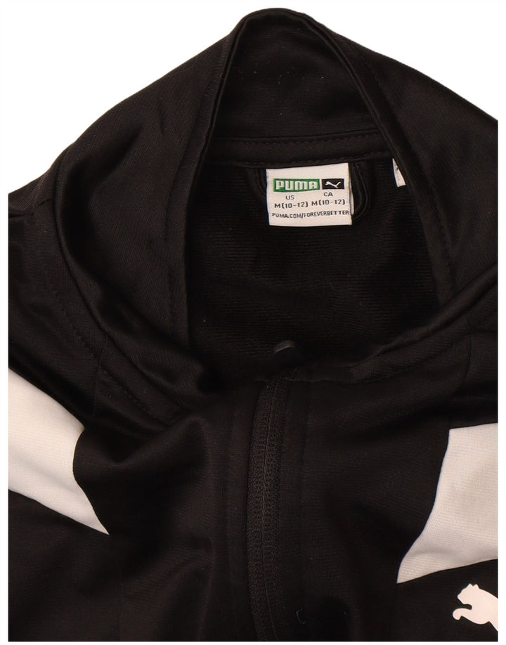 Puma Boys Graphic Tracksuit Top Jacket 10-11 Years Medium Black Colourblock
