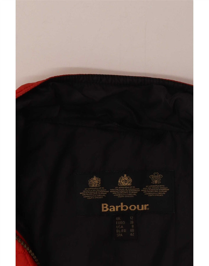 Barbour Womens Quilted Jacket UK 12 Medium Red Polyamide