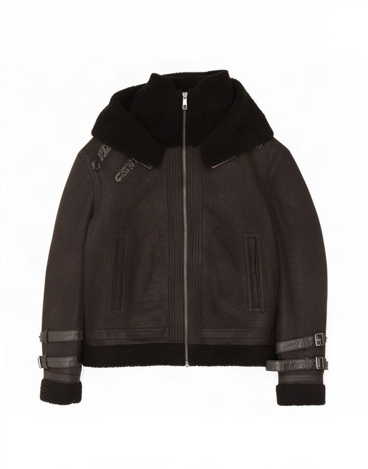 Zara Mens Sherpa Jacket UK 42 XL Black Polyester