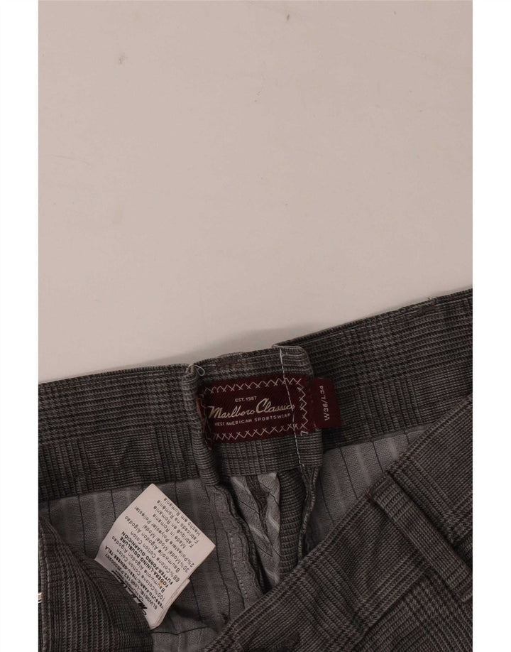 Marlboro Classics Mens Pegged Chino Trousers W36 L34 Grey Check Cotton