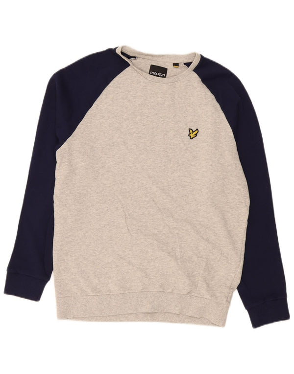 Lyle & Scott Mens Sweatshirt Jumper Medium Grey Colourblock Cotton