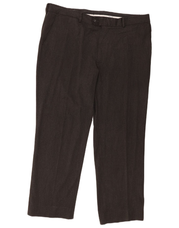 Zara Mens Straight Suit Trousers EU 50 2XL W40 L29 Grey Polyester