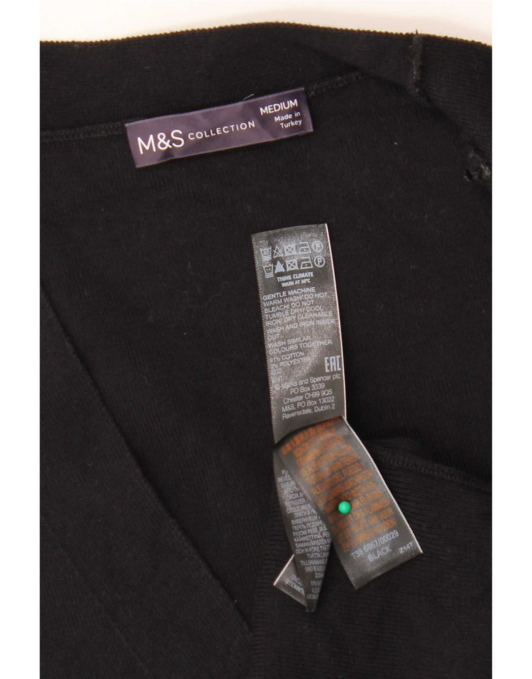 Marks & Spencer Womens Sleeveless Cardigan Sweater UK 14 Medium Black