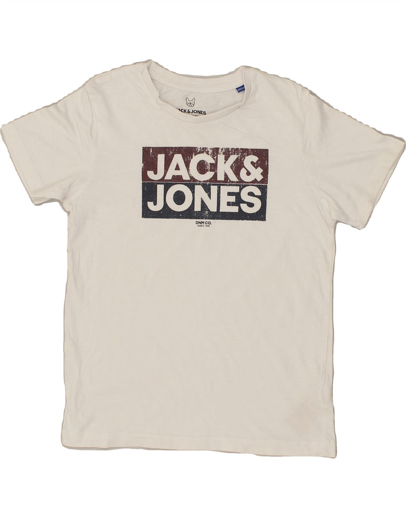 JACK & JONES Boys Graphic T-Shirt Top 11-12 Years White Cotton | Vintage Jack & Jones | Thrift | Second-Hand Jack & Jones | Used Clothing | Messina Hembry 