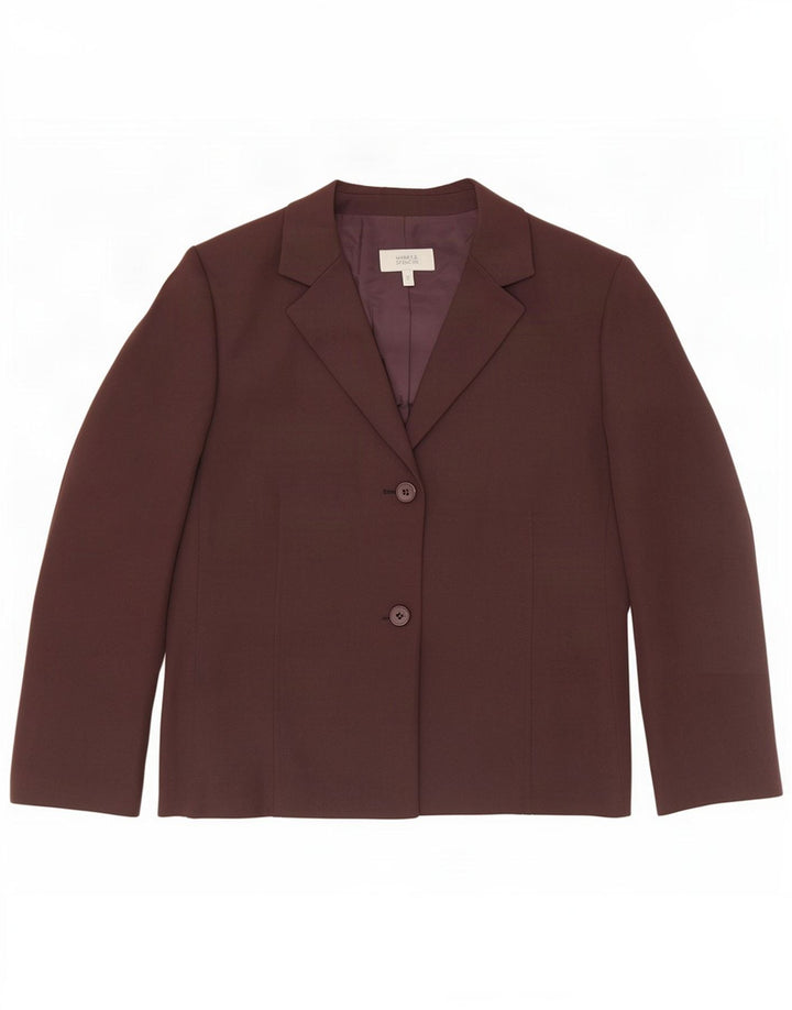 Marks & Spencer Womens 2 Button Blazer Jacket UK 16 Large Brown Polyester