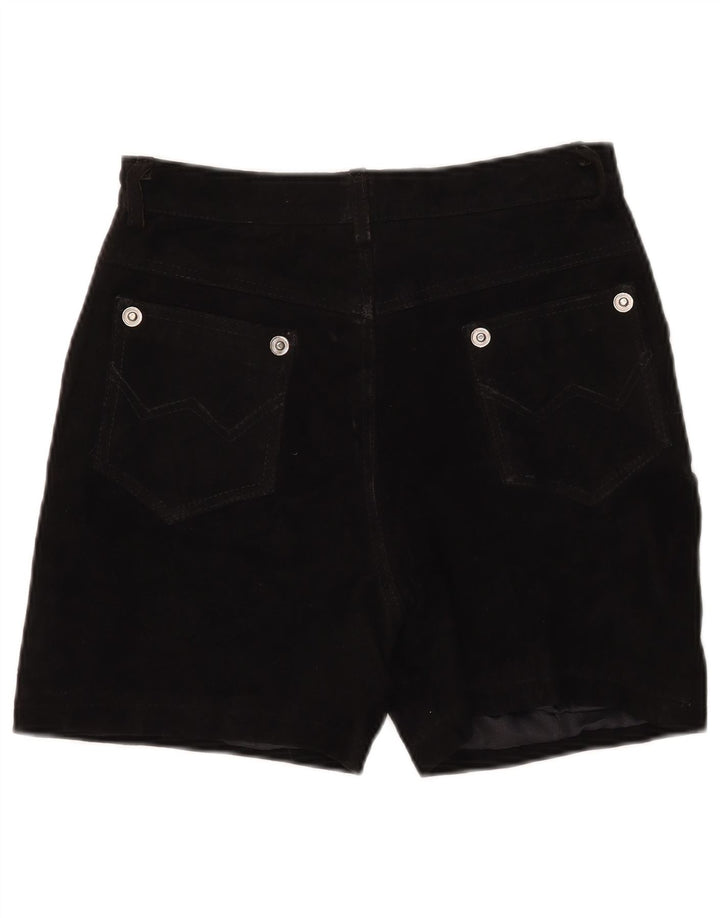 Vintage Womens Suede Casual Shorts W30 Medium Black Leather
