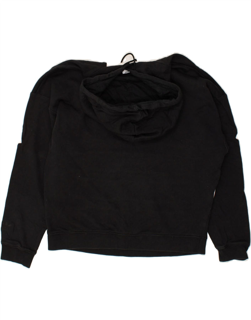 ADIDAS Womens Graphic Hoodie Jumper UK 12 Medium  Black Cotton | Vintage Adidas | Thrift | Second-Hand Adidas | Used Clothing | Messina Hembry 