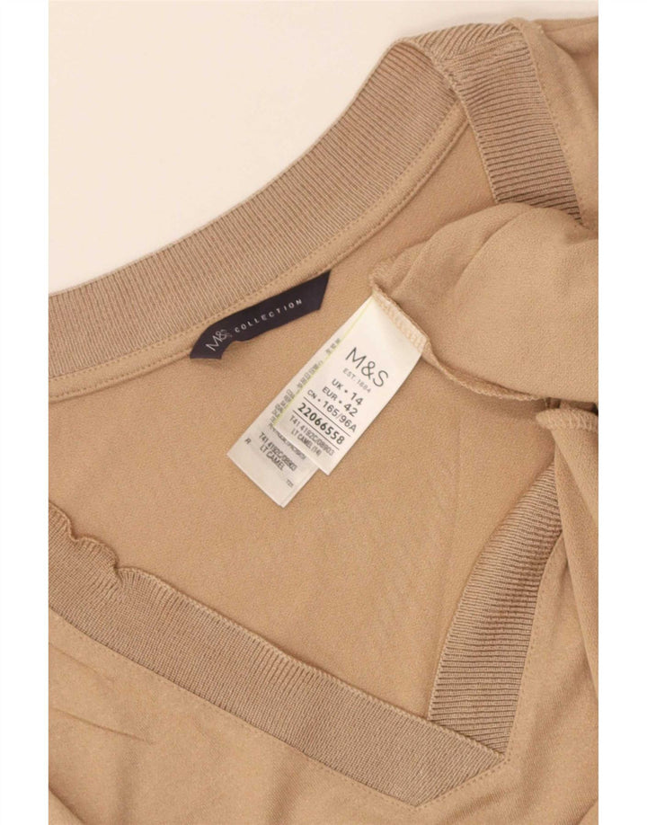 Marks & Spencer Womens T-Shirt Top UK 14 Large Beige Viscose
