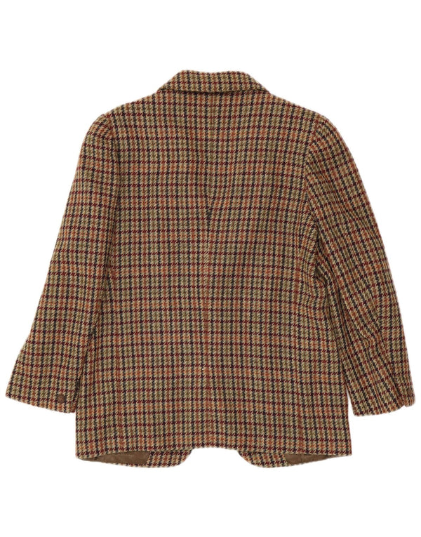 Vintage Womens 1 Button Blazer Jacket IT 42 Medium Brown Houndstooth Wool