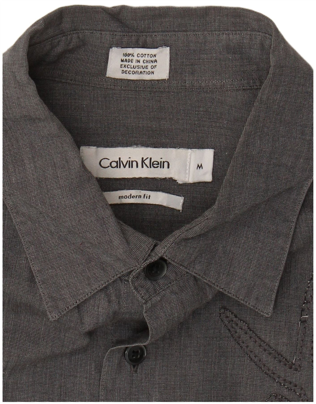 CALVIN KLEIN Mens Modern Fit Shirt Medium Grey Cotton