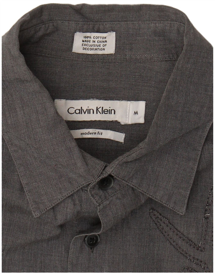 CALVIN KLEIN Mens Modern Fit Shirt Medium Grey Cotton