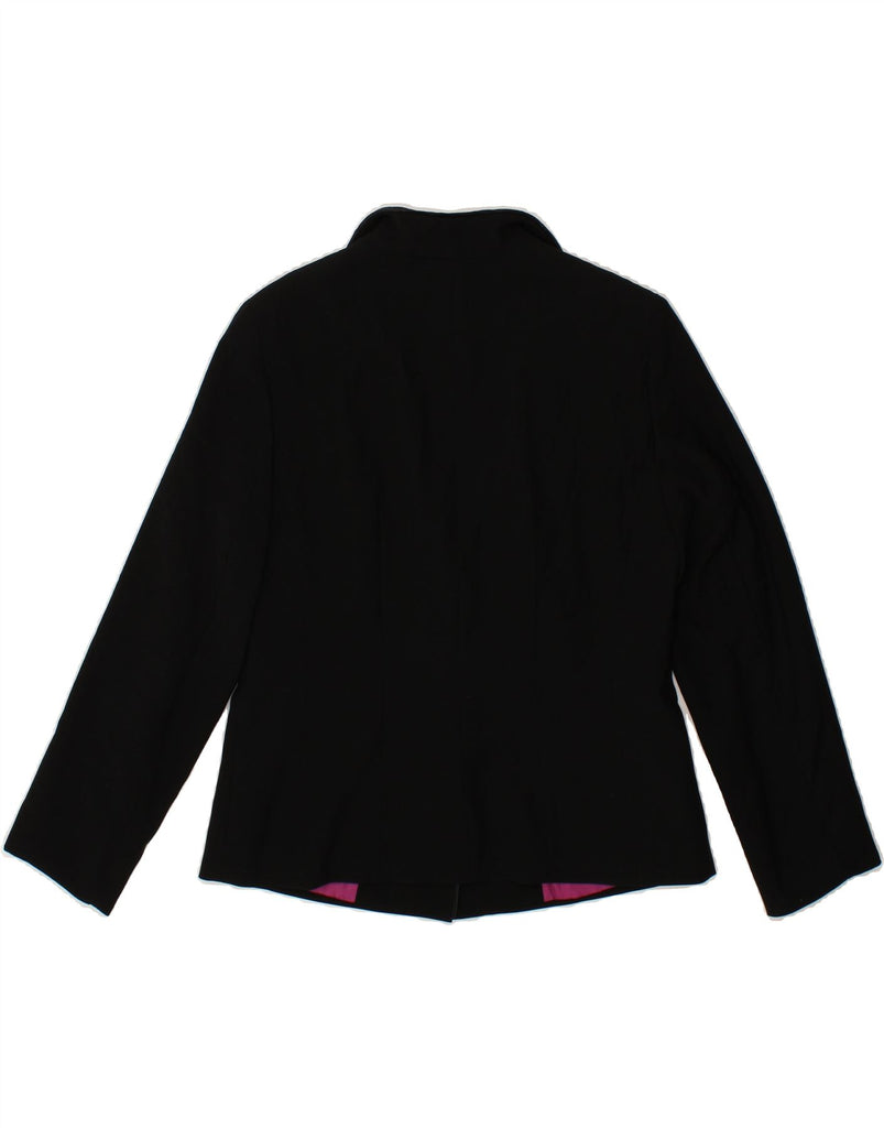 BIBA Womens 2 Button Blazer Jacket UK 14 Large Black Polyester Vintage Biba and Second-Hand Biba from Messina Hembry 