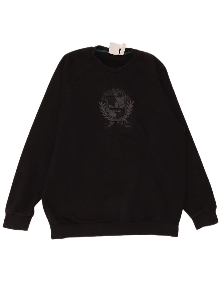 Adidas Mens Graphic Sweatshirt Jumper Large Black Cotton