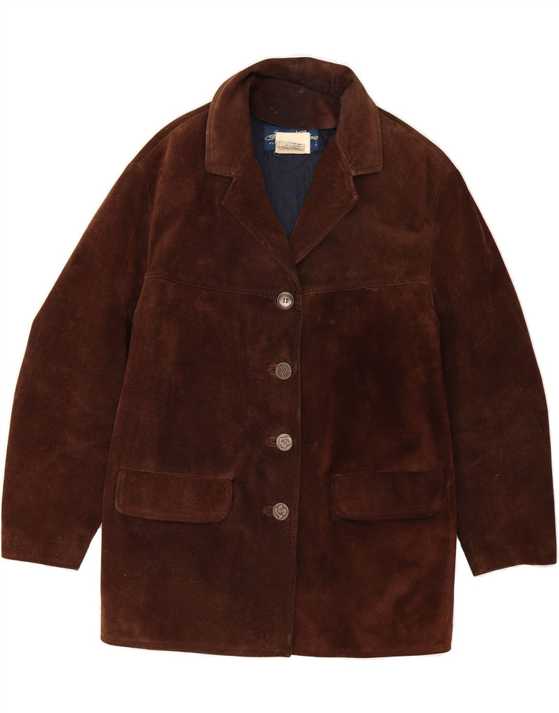 VINTAGE Womens Leather Windbreaker Coat IT 44 Medium Brown Leather Vintage Vintage and Second-Hand Vintage from Messina Hembry 