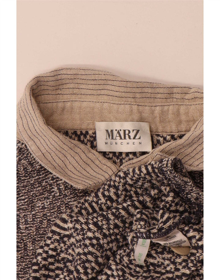 Marz Mens Polo Neck Jumper Sweater IT 50 Medium Grey Flecked Cotton