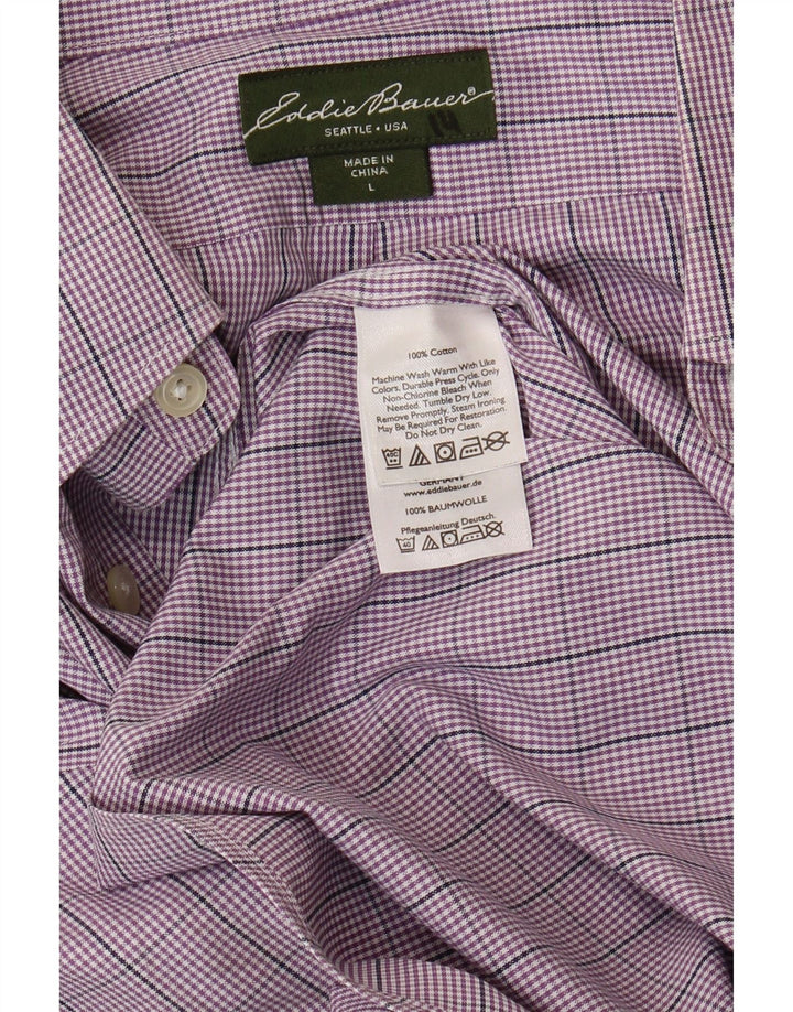 EDDIE BAUER Mens Seattle Relaxed Fit Shirt Large Purple Check Cotton Vintage Eddie Bauer and Second-Hand Eddie Bauer from Messina Hembry 