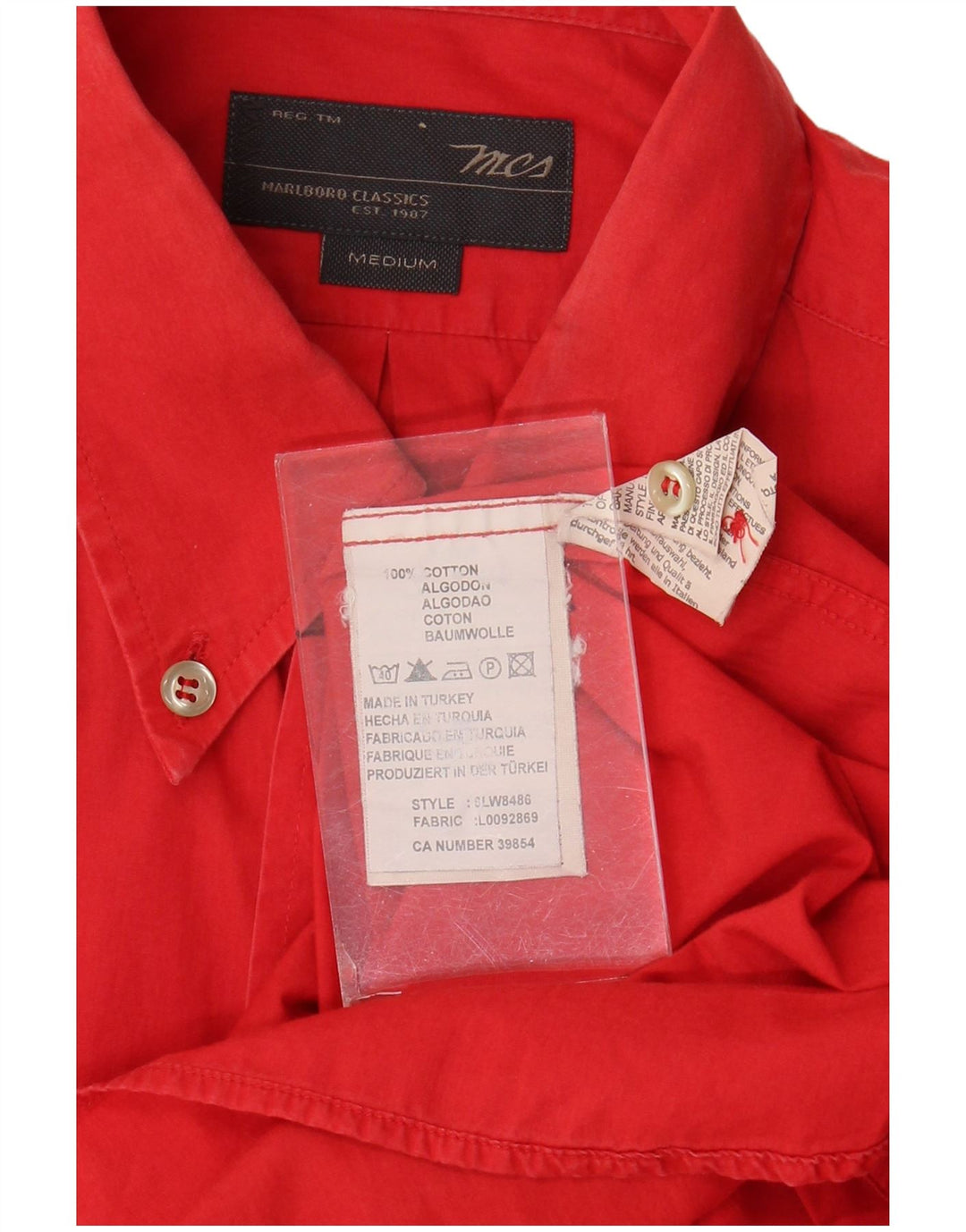 Marlboro Classics Mens Short Sleeve Shirt Medium Red Cotton