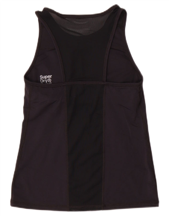 Superdry Womens Graphic Vest Top UK 10 Small Black Nylon