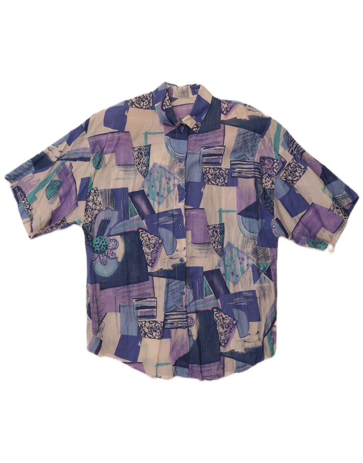 Vintage Womens Short Sleeve Shirt UK 18 XL Multicoloured Patchwork