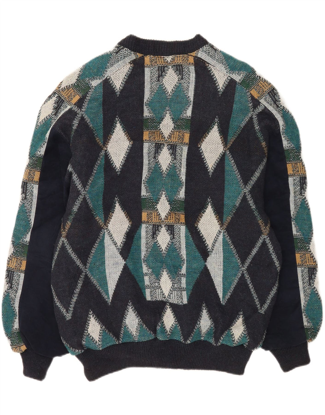 Luciano Chiari Mens Bomber Jacket UK 40 Large Navy Blue Argyle/Diamond