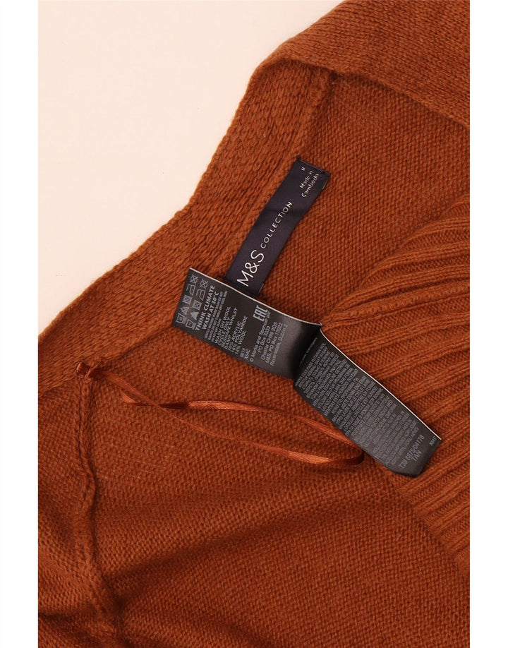 Marks & Spencer Womens Longline Open Cardigan Sweater UK 14 Medium Brown
