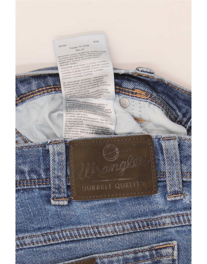 Wrangler Mens Regular Straight Jeans W36 L32 Blue Cotton