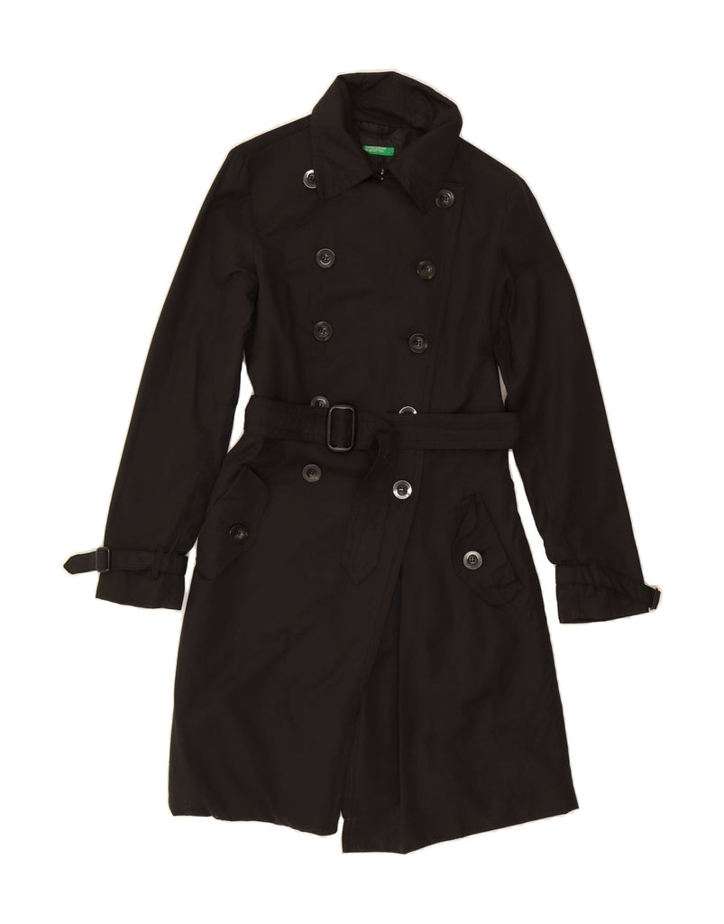 BENETTON Womens Trench Coat IT 40 Small Black Cotton Vintage Benetton and Second-Hand Benetton from Messina Hembry 