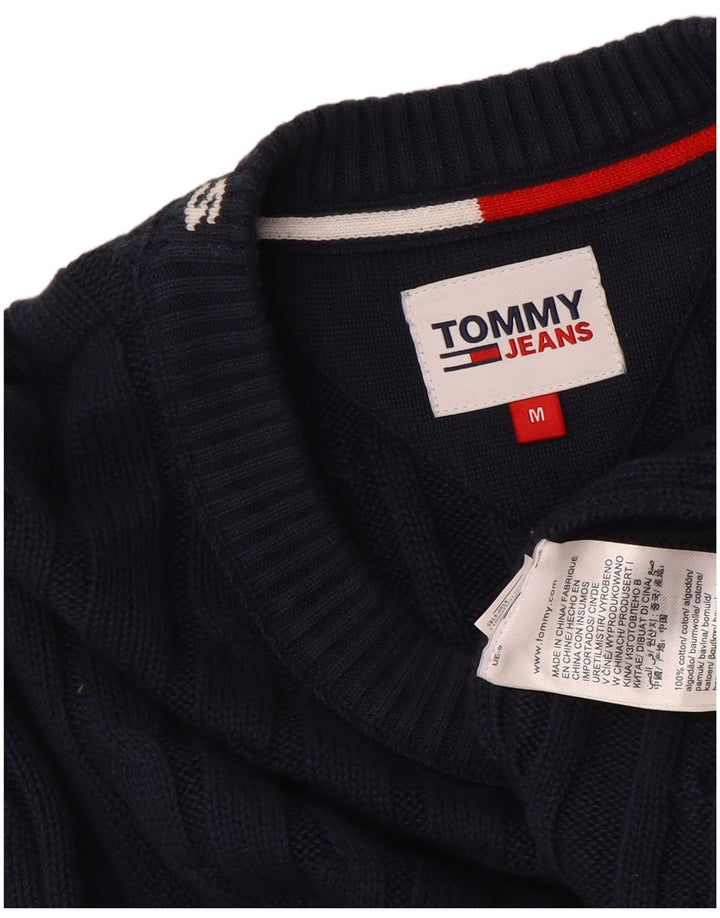 TOMMY HILFIGER Mens Graphic Crew Neck Jumper Sweater Medium Navy Blue