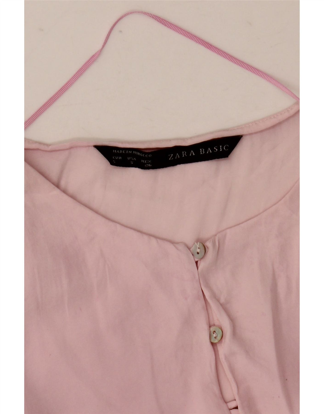 Zara Womens Oversized 3/4 Sleeve Blouse Top UK 6 XS Pink