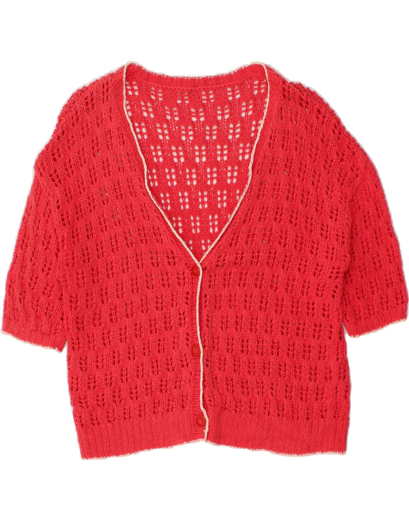 VINTAGE Womens 3/4 Sleeve Crochet Cardigan Sweater UK 10 Small Pink | Vintage Vintage | Thrift | Second-Hand Vintage | Used Clothing | Messina Hembry 