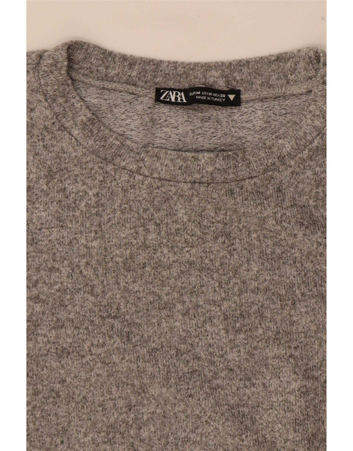 Zara Womens Blouse Top UK 12 Medium Grey Flecked