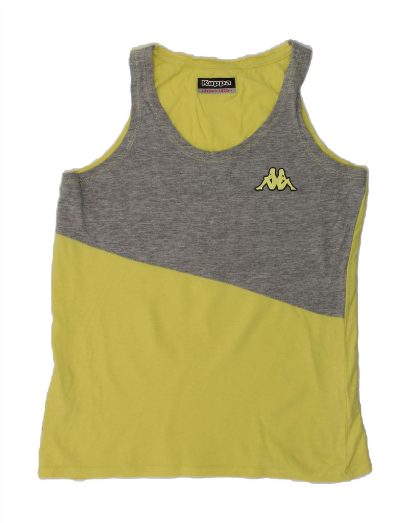 KAPPA Boys Graphic Vest Top 11-12 Years Yellow Colourblock Cotton | Vintage Kappa | Thrift | Second-Hand Kappa | Used Clothing | Messina Hembry 