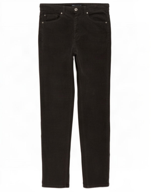 Marks & Spencer Womens Slim Fit Corduroy Trousers UK 12 Medium W28 L29 Grey