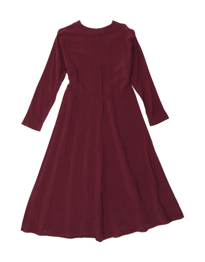 MASSIMO DUTTI Womens Long Sleeve Maxi Dress UK 12 Medium Burgundy Viscose Vintage Massimo Dutti and Second-Hand Massimo Dutti from Messina Hembry 