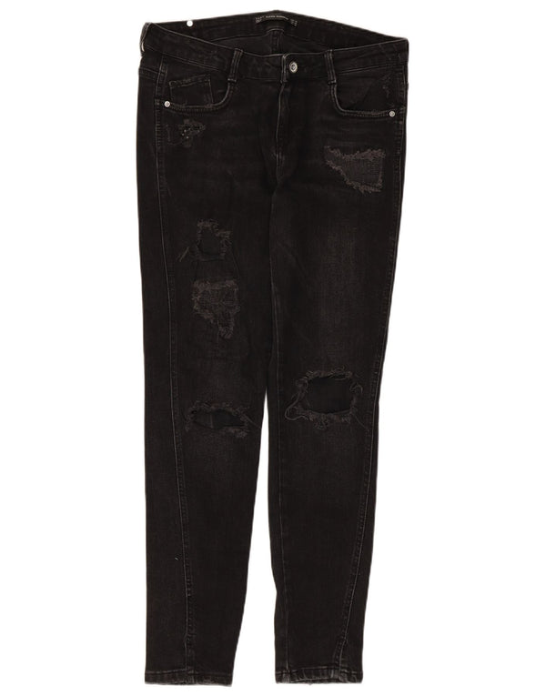 Zara Womens Trafaluc Distressed Skinny Jeans EU 40 Medium W30 L28 Black