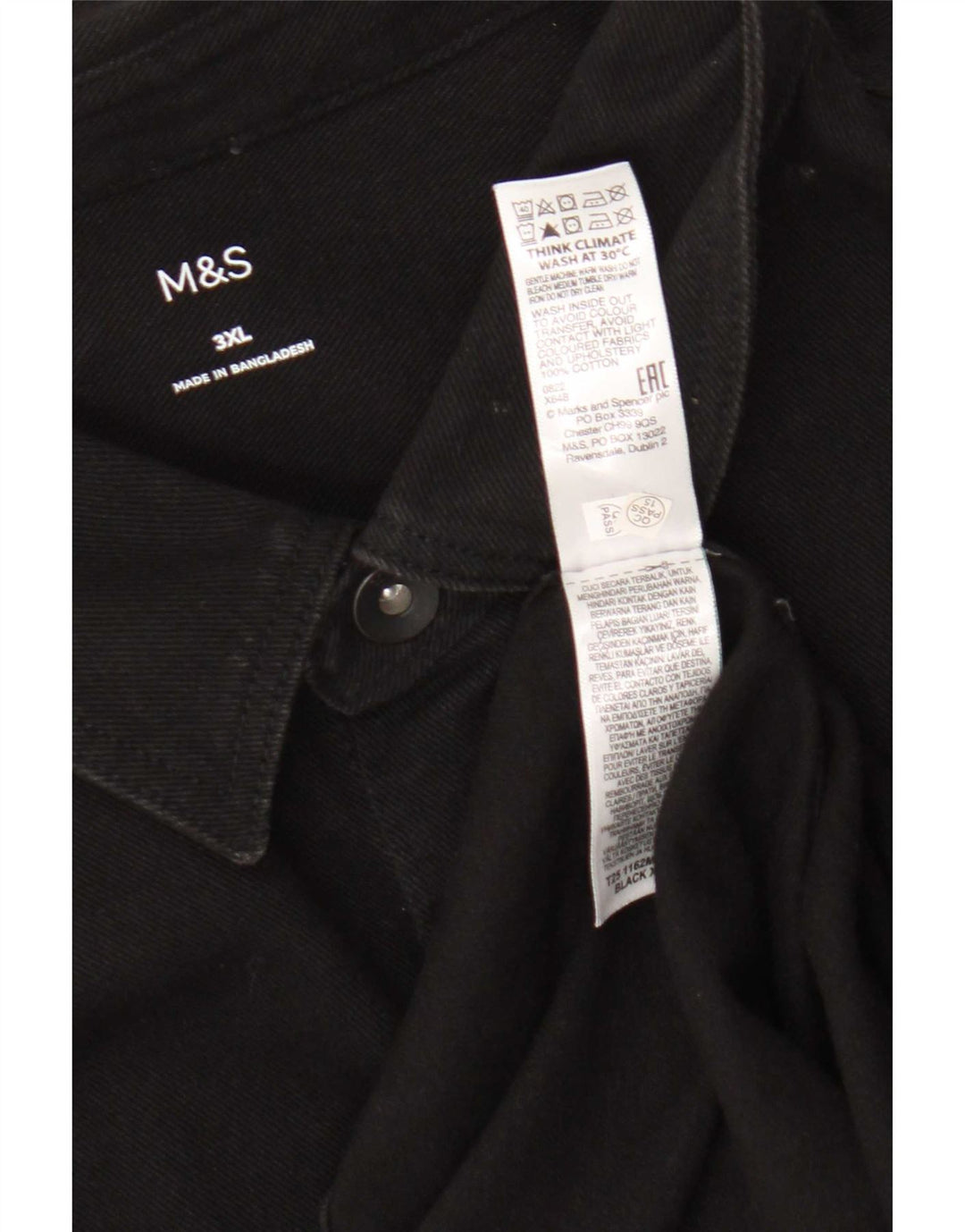Marks & Spencer Mens Denim Shirt 3XL Black Cotton