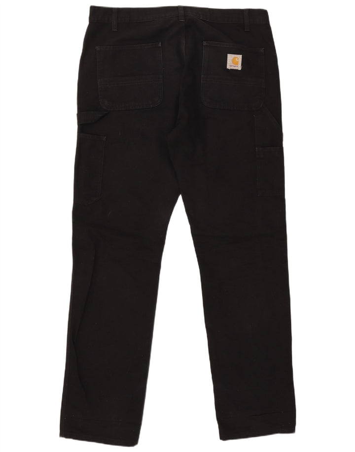 CARHARTT Mens Straight Cargo Trousers W36 L34 Black Polyester