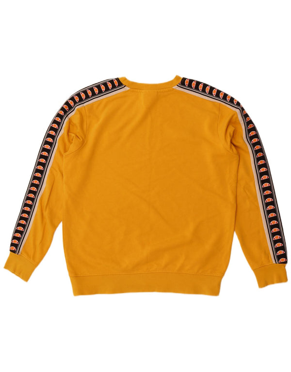 Ellesse Mens Graphic Sweatshirt Jumper Medium Yellow Colourblock Cotton