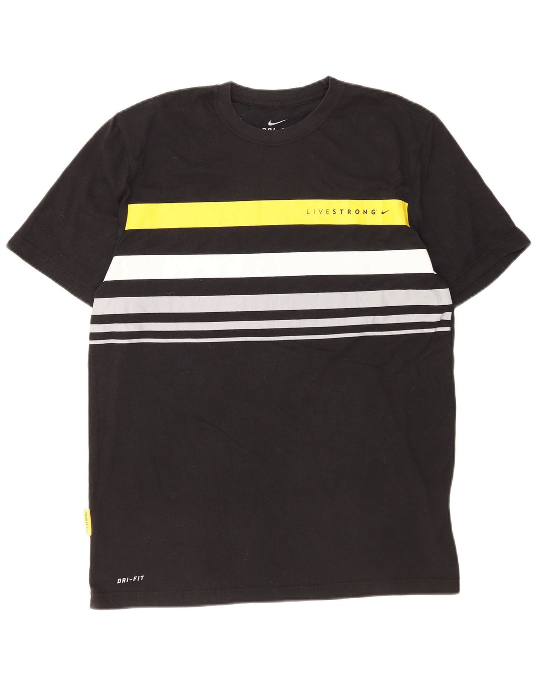 Nike Mens Dri Fit T-Shirt Top Large Black Colourblock Polyester