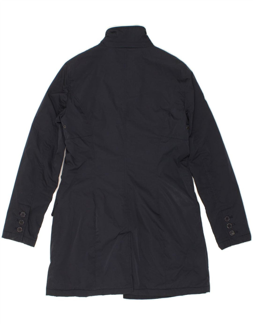 WOOLRICH Womens Overcoat UK 14 Large Navy Blue Polyester Vintage Woolrich and Second-Hand Woolrich from Messina Hembry 