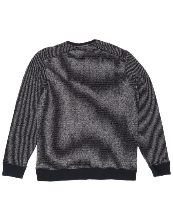 Calvin Klein Mens Sweatshirt Jumper Large Navy Blue Pinstripe Cotton