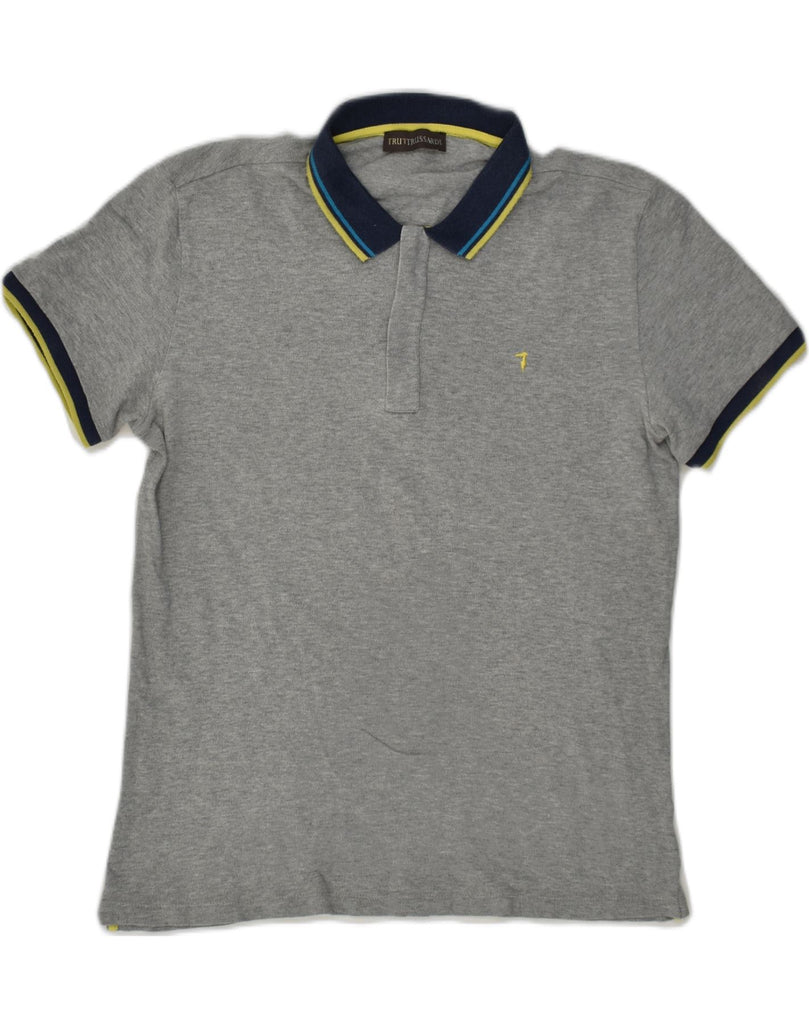 TRUSSARDI Mens Polo Shirt Medium Grey | Vintage Trussardi | Thrift | Second-Hand Trussardi | Used Clothing | Messina Hembry 