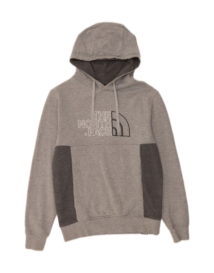 THE NORTH FACE Mens Graphic Hoodie Jumper Small Grey Colourblock Cotton