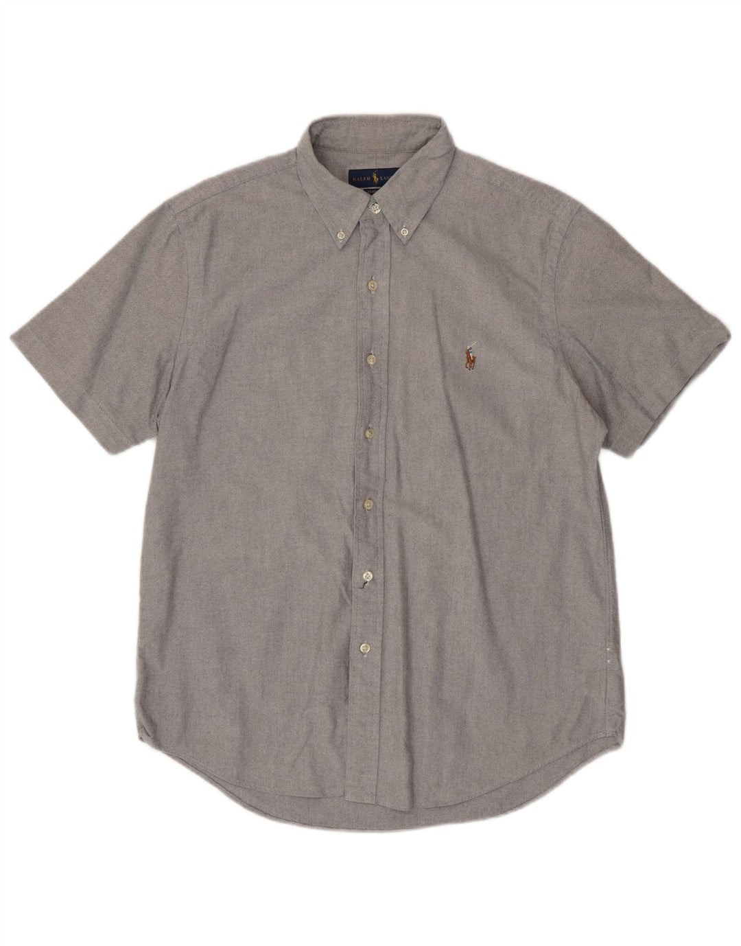 RALPH LAUREN Mens Short Sleeve Classic Fit Shirt Medium Grey Cotton