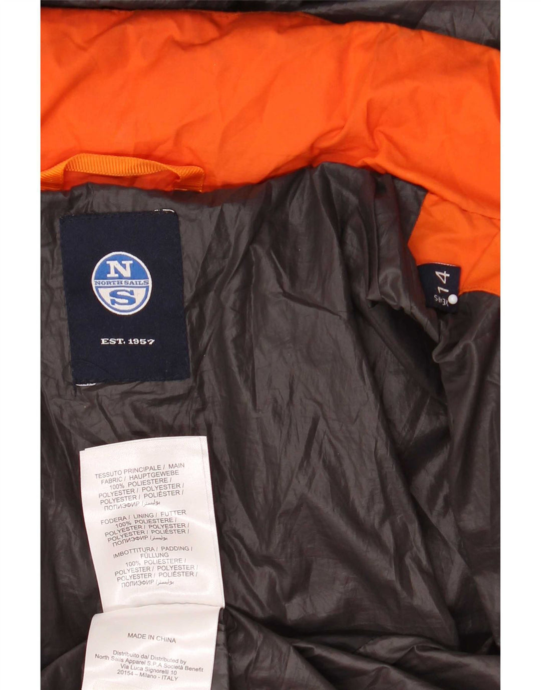 North Sails Boys Graphic Padded Jacket 13-14 Years Orange Colourblock