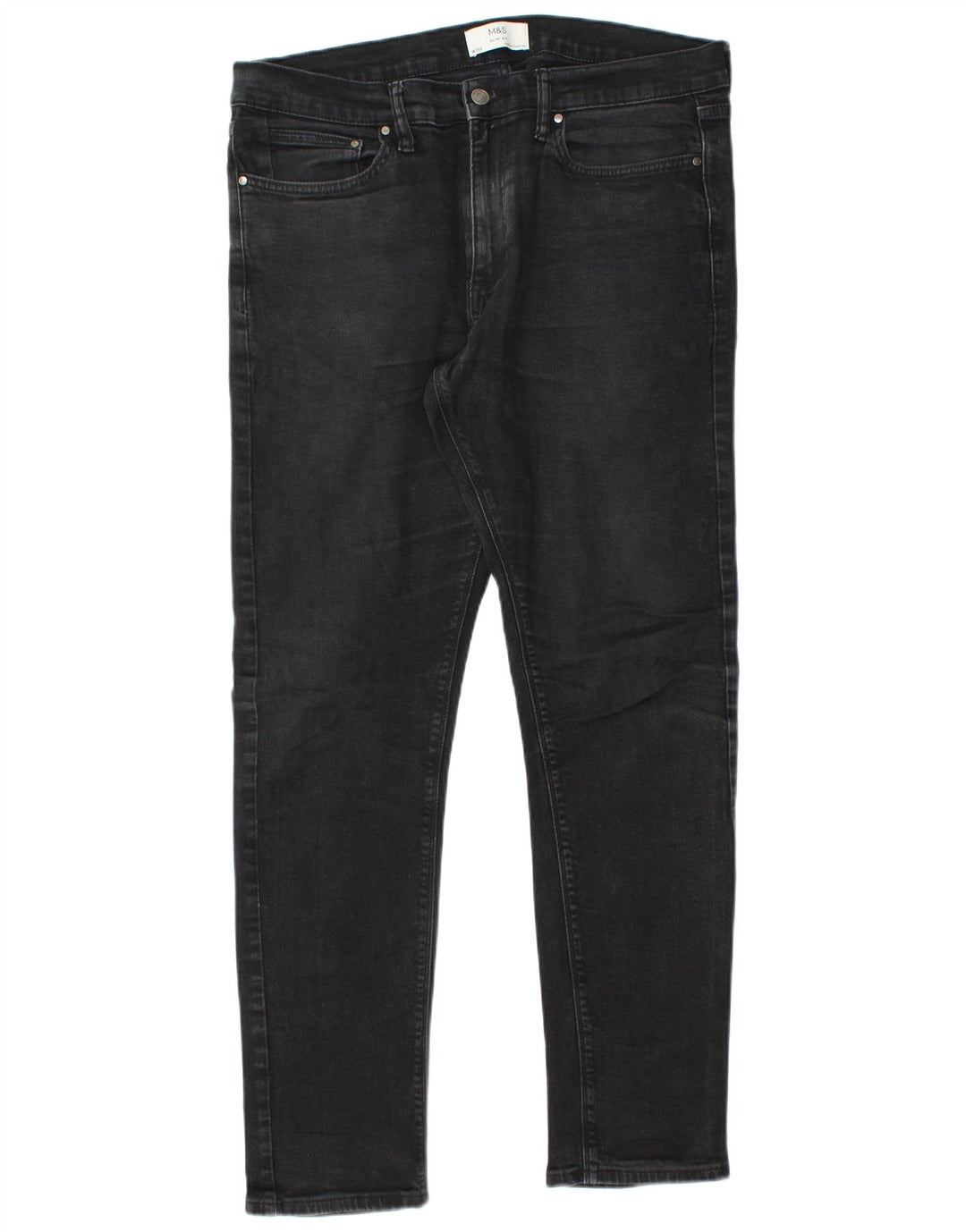 Marks & Spencer Mens Slim Jeans W36 L33 Black Cotton