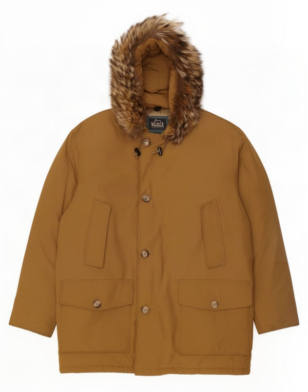 Woolrich Mens Hooded Parka Jacket UK 40 Large Beige
