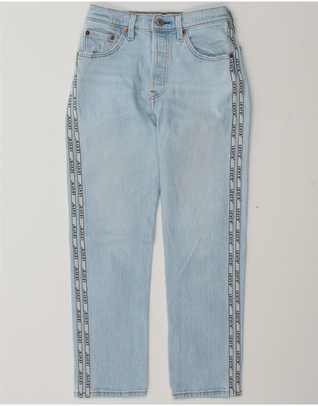 LEVI'S Womens 501 Graphic Straight Jeans W25 L26 Blue Cotton Vintage Levi's and Second-Hand Levi's from Messina Hembry 