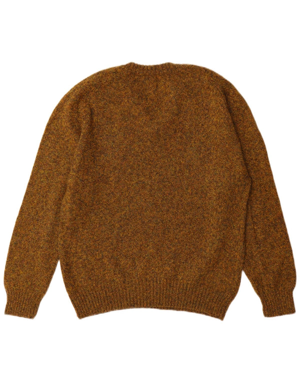 Vintage Mens V-Neck Jumper Sweater Large Khaki Flecked Wool